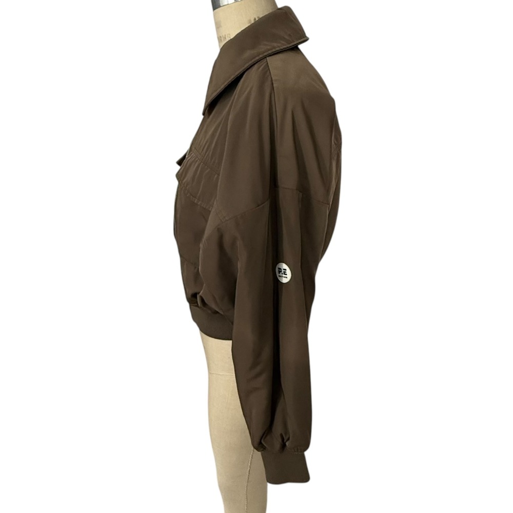 PE Nation Pursuit Bomber Jacket Womens S Walnut Brown Cropped Zip Up Logo - Picture 4 of 10